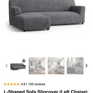 Stretch L-Shaped Sofa Slipcover - Dark Gray
